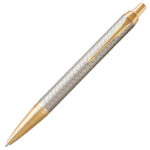 Ручка шариковая PARKER "IM Premium Warm Silver GT", корпус матовое серебро, позолота, синяя, 1931687 — арт. SAMSON-142509