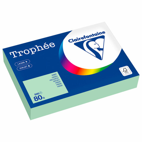 Бумага цветная CLAIREFONTAINE, А4, 80 г/м2, 500 л., пастель, зеленая, Франция, 1975PC — арт. SAMSON-116711
