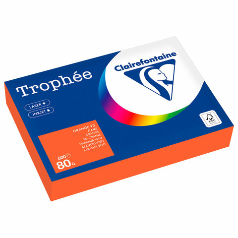 Бумага цветная CLAIREFONTAINE, А4, 80 г/м2, 500 л., интенсив, ярко-оранжевый, Франция, 1761C, 1761PC — арт. SAMSON-116717