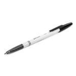 Ручка шариковая BRAUBERG "Офисная", ЧЕРНАЯ, корпус белый, узел 1 мм, линия письма 0,5 мм, 140890 — арт. SAMSON-140890
