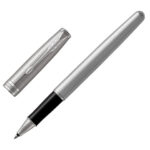 Ручка-роллер PARKER "Sonnet Core Stainless Steel CT", корпус серебристый, палладиевые детали, черная, 1931511 — арт. SAMSON-142366