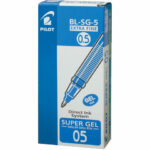 Ручка гелевая PILOT "Super Gel", СИНЯЯ, корпус прозрачный, узел 0,5 мм, линия письма 0,3 мм, BL-SG-5 — арт. SAMSON-141842