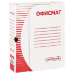 Короб архивный с клапаном А4 (260х325 мм), 75 мм, до 700 листов, плотный, микрогофрокартон, БЕЛЫЙ, ОФИСМАГ, 123017 — арт. SAMSON-123017