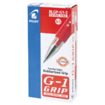 Ручка гелевая с грипом PILOT "G-1 Grip", КРАСНАЯ, корпус прозрачный, узел 0,5 мм, линия письма 0,25 мм, BLGP-G1-5, BLGP-G1-5 R — арт. SAMSON-141844