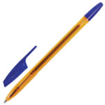 Ручка шариковая BRAUBERG "X-333" AMBER, СИНЯЯ, корпус тонированный оранжевый, узел 0,7 мм, линия письма 0,35 мм, 142832 — арт. SAMSON-142832
