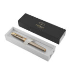 Ручка перьевая PARKER "IM Core Brushed Metal GT", серебристый матовый лак, позолота, синяя, 1931649 — арт. SAMSON-142540