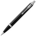 Ручка шариковая PARKER "IM Core Black Lacquer CT", черный глянцевый лак, детали хром, синяя, 1931665 — арт. SAMSON-142530