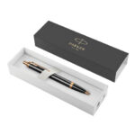 Ручка шариковая PARKER "IM Core Black Lacquer GT", черный глянцевый лак, позолота, синяя, 1931666 — арт. SAMSON-142533