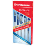Ручка шариковая масляная с грипом ERICH KRAUSE "Ultra-30", СИНЯЯ, корпус прозрачный, узел 0,7 мм, линия письма 0,26 мм, 19613 — арт. SAMSON-141251