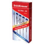 Ручка шариковая масляная ERICH KRAUSE "Ultra-20", СИНЯЯ, корпус прозрачный, узел 0,7 мм, линия письма 0,26 мм, 13875 — арт. SAMSON-141249