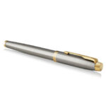 Ручка-роллер PARKER "IM Core Brushed Metal GT", серебристый матовый лак, позолота, черная, 1931663 — арт. SAMSON-142541