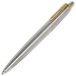 Ручка шариковая PARKER "Jotter Core Stainless Steel GT", корпус серебро, позолота, синяя, 1953182 — арт. SAMSON-142376