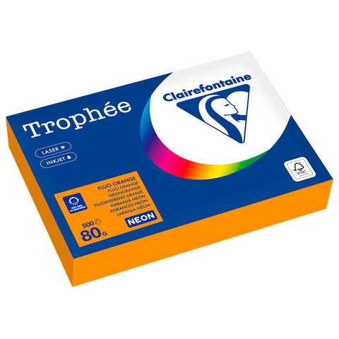 Бумага цветная CLAIREFONTAINE, А4, 80 г/м2, 500 л., неон, оранжевый, Франция, 2978C, 2978PC — арт. SAMSON-116727