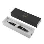 Ручка шариковая PARKER "IM Core Black Lacquer CT", черный глянцевый лак, детали хром, синяя, 1931665 — арт. SAMSON-142530