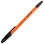 Ручка шариковая BRAUBERG "X-333 Orange", ЧЕРНАЯ, корпус оранжевый, узел 0,7 мм, линия письма 0,35 мм, 142410 — арт. SAMSON-142410