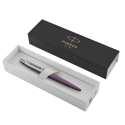 Ручка шариковая PARKER "Jotter Core Victoria Violet CT", корпус фиолетовый, детали хром, синяя, 1953190 — арт. SAMSON-142385