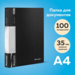 Папка 100 вкладышей BRAUBERG стандарт, черная, 0,9 мм, 221610 — арт. SAMSON-221610