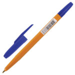 Ручка шариковая BRAUBERG "Carina Orange", СИНЯЯ, корпус оранжевый, узел 1 мм, линия письма 0,5 мм, 141668 — арт. SAMSON-141668