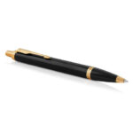 Ручка шариковая PARKER "IM Core Black Lacquer GT", черный глянцевый лак, позолота, синяя, 1931666 — арт. SAMSON-142533