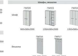 Шкаф-купе для одежды раздвижной ГМЛ22 (1350×640×2200 мм) — арт. MON.GML22