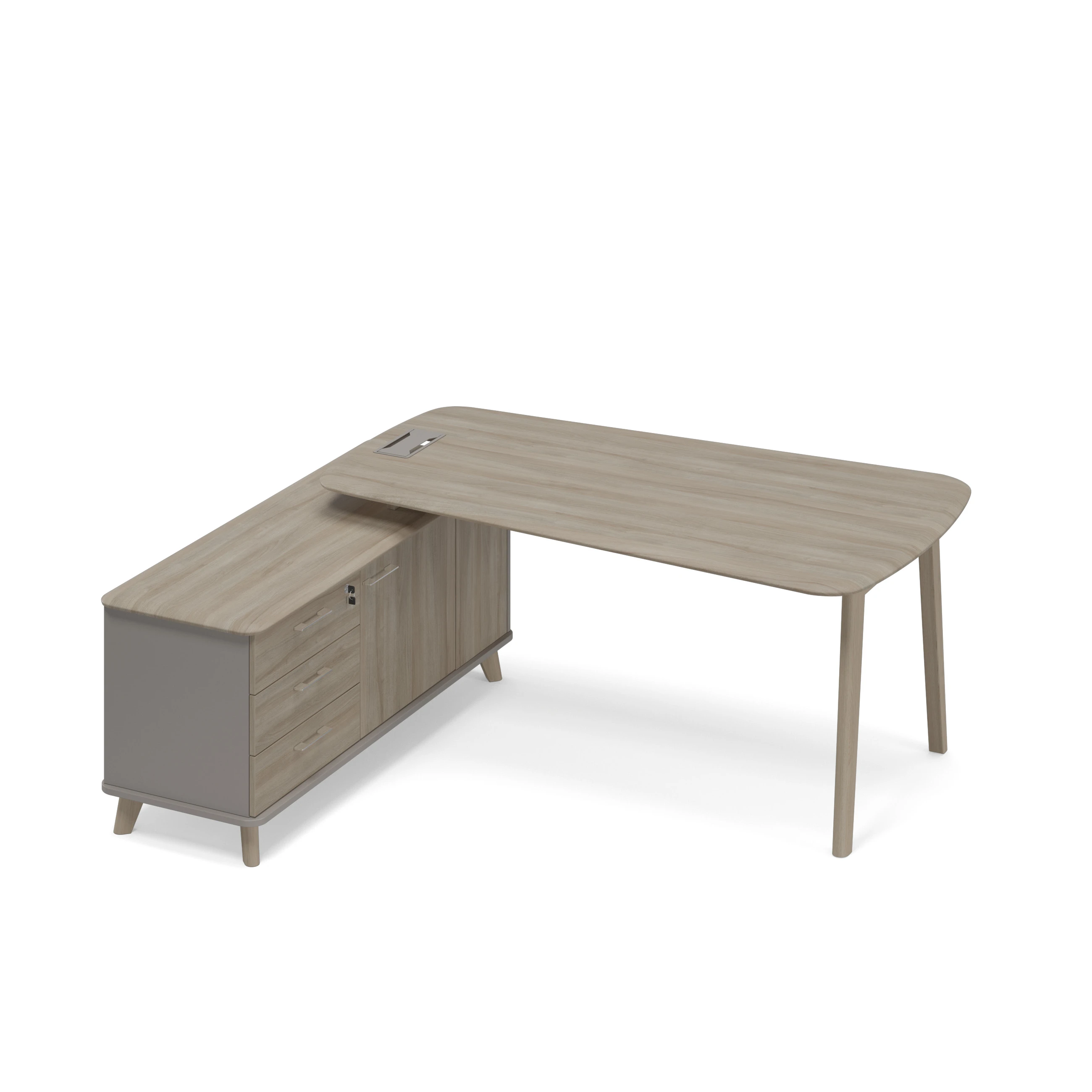 Стoл руководителя на опорной тумбе левый (тип 3) WOOD (ТМ В2 115 ВЛ ВЛ ВЛ) — арт. UNITEX-TW-209275
