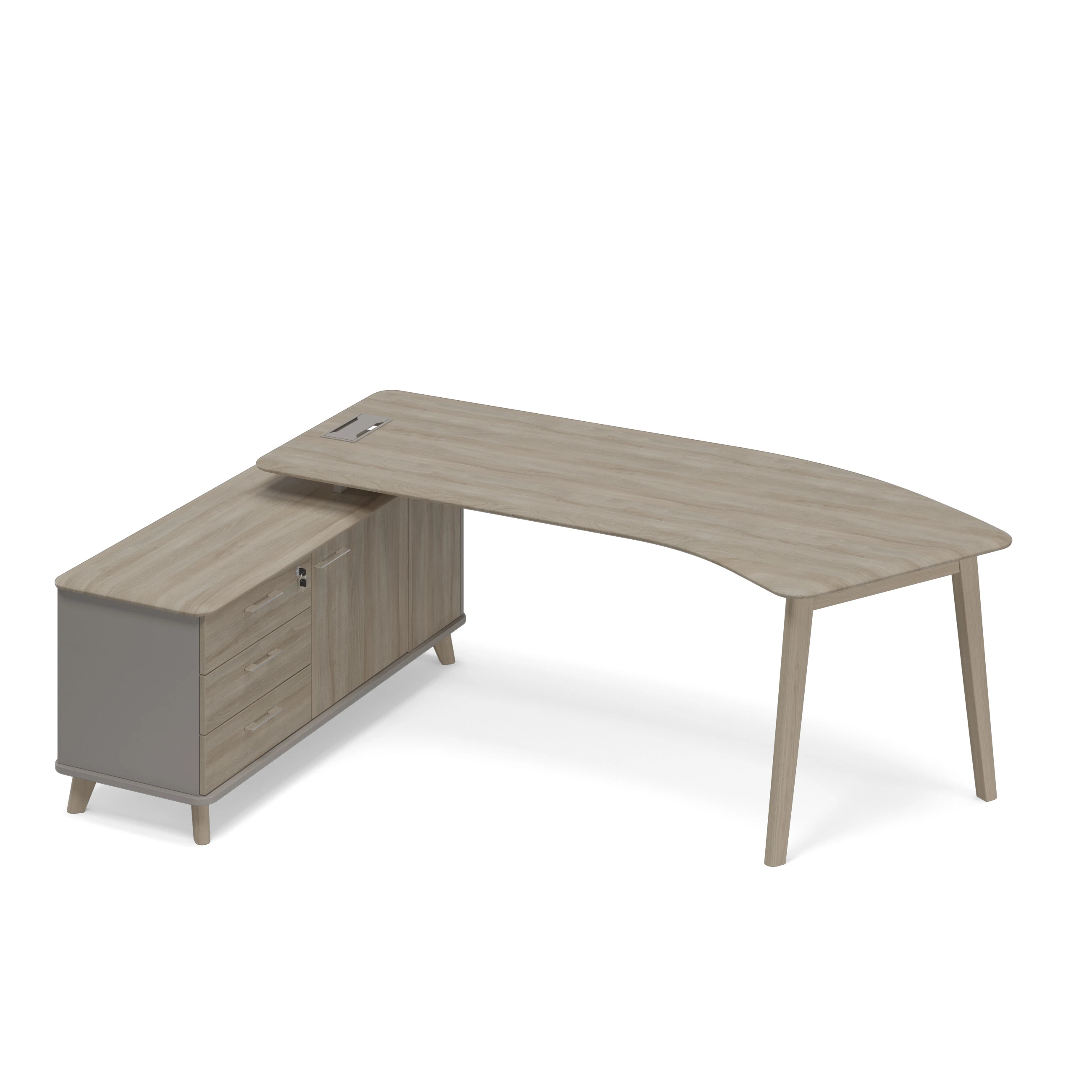Стол на тумбе левый (тип 5) WOOD эргономичный (ТМ В2 127 ВЛ ВЛ ВЛ) — арт. UNITEX-TW-209287